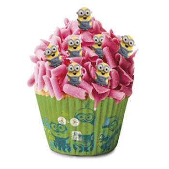 Zuckerfiguren "Minions" auf Cupcakes